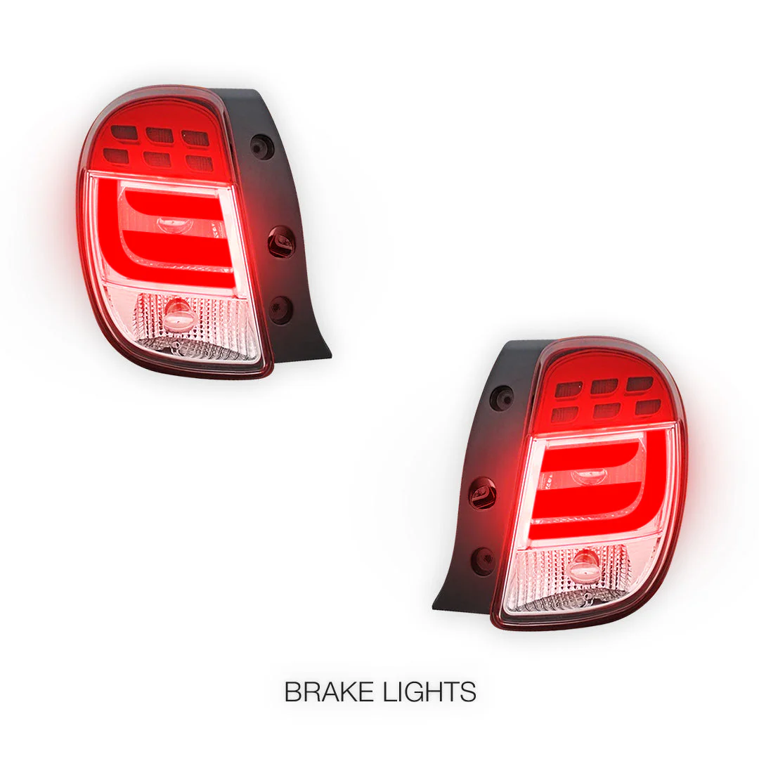Nissan Micra K13 (2010 - 2014) Clear Red 3D LED Stripe Tail Lights LH + RH - Image 4