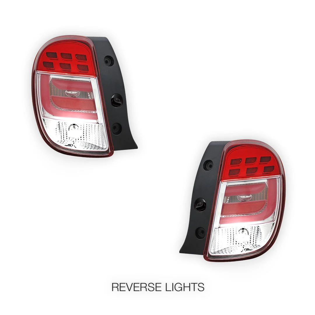 Nissan Micra K13 (2010 - 2014) Clear Red 3D LED Stripe Tail Lights LH + RH - Image 5