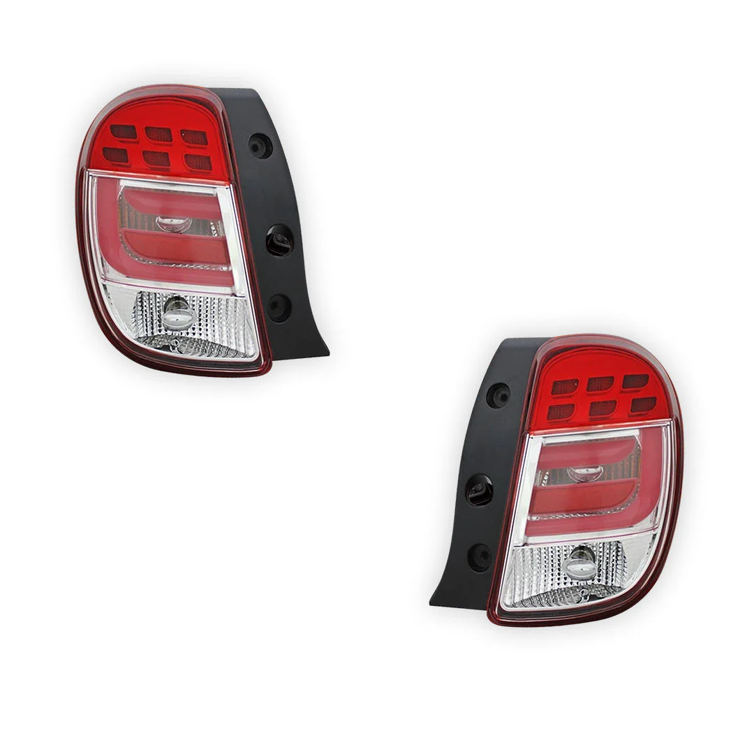 Nissan Micra K13 (2010 - 2014) Clear Red 3D LED Stripe Tail Lights LH + RH - Image 6