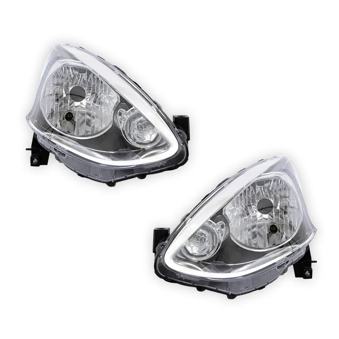 Nissan Micra K13 (2015 - 2016) Black Halogen OEM Style Headlights LH + RH - Image 2