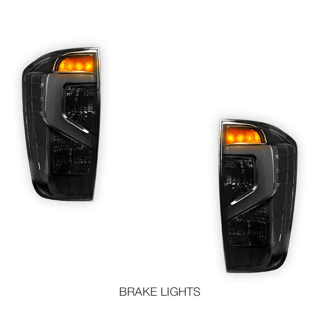 Nissan Navara D23 NP300 (2015 - 2025) Smoked Black Update Style 3D LED Stripe Bar Tail Lights LH + RH - Image 3