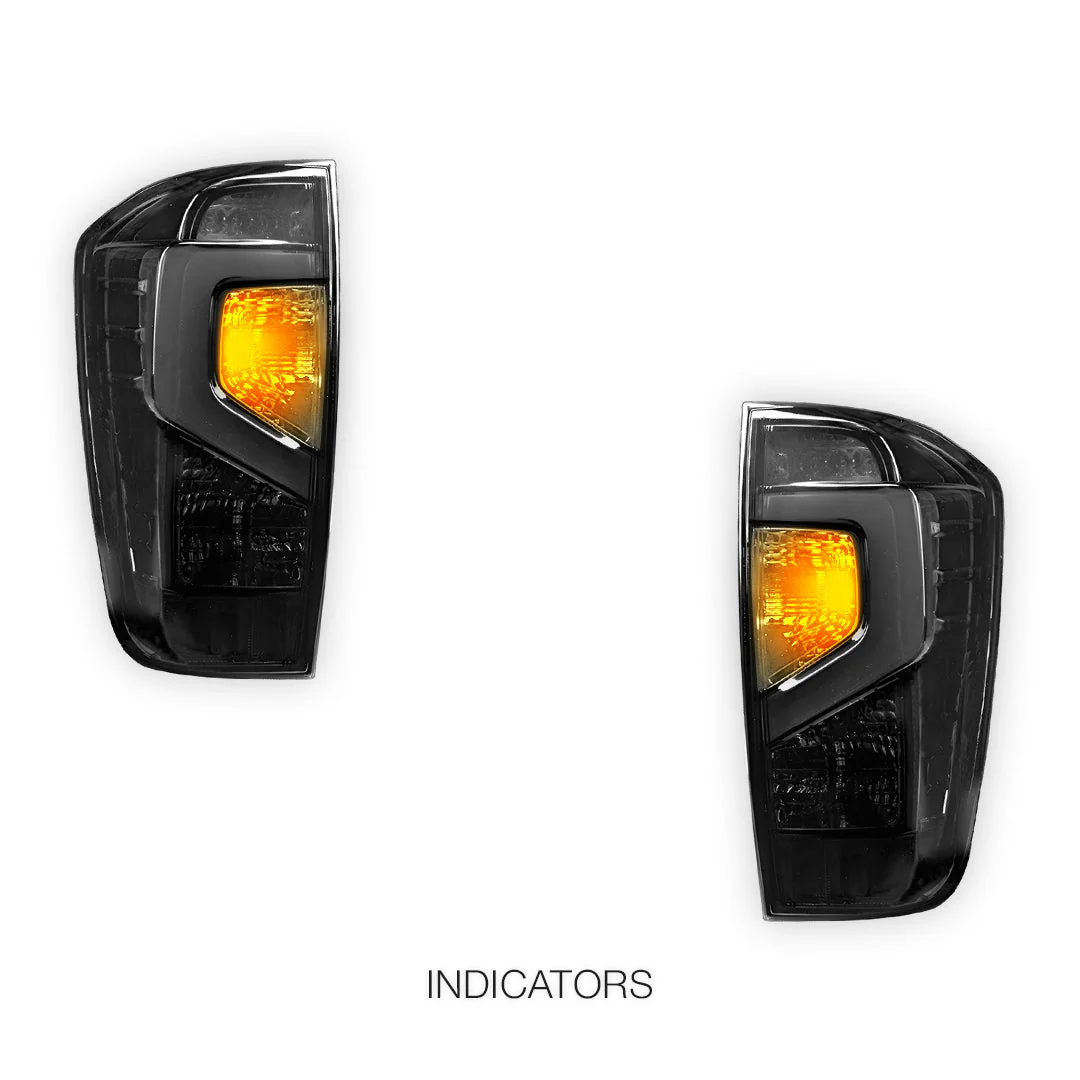 Nissan Navara D23 NP300 (2015 - 2025) Smoked Black Update Style 3D LED Stripe Bar Tail Lights LH + RH - Image 4