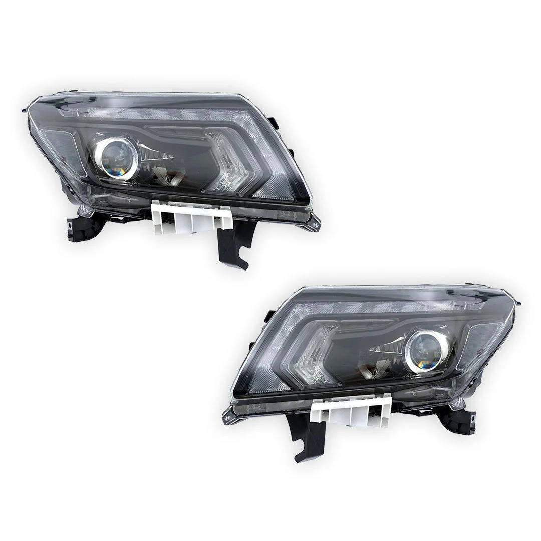 Nissan Navara D23 NP300 (2019 - 2025) Clear / Chrome LED Electric OEM Style Headlights LH + RH - Image 2