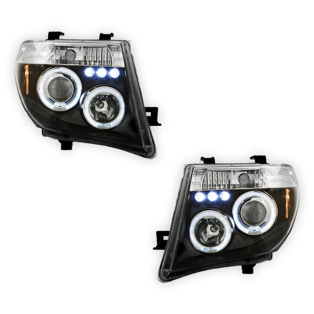 Nissan Navara D40 (2005 - 2010) Halo Angel Eyes Headlights LH + RH - Image 2