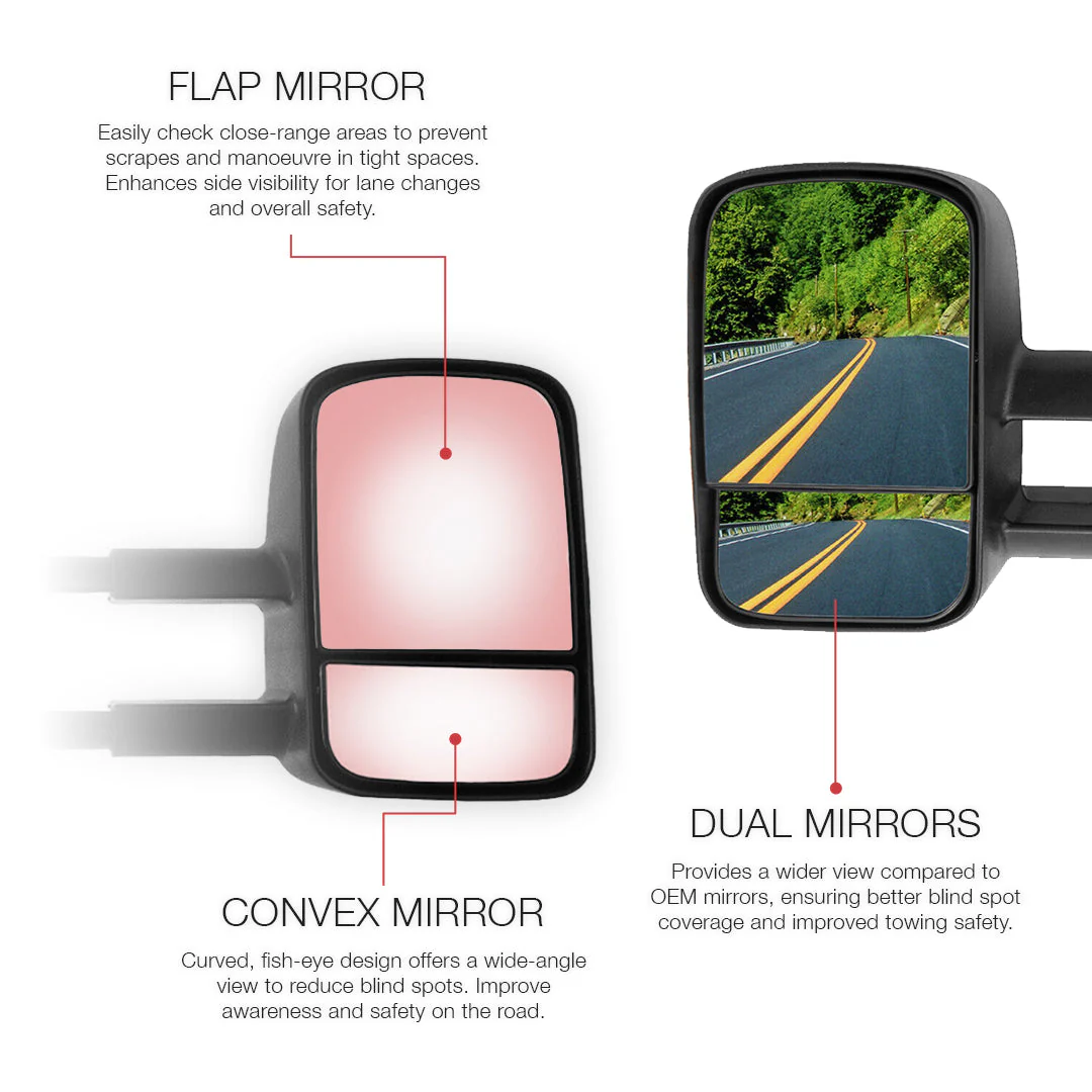 Nissan Navara D40 (2005 - 2015) Extendable Towing Side Mirrors - Image 3