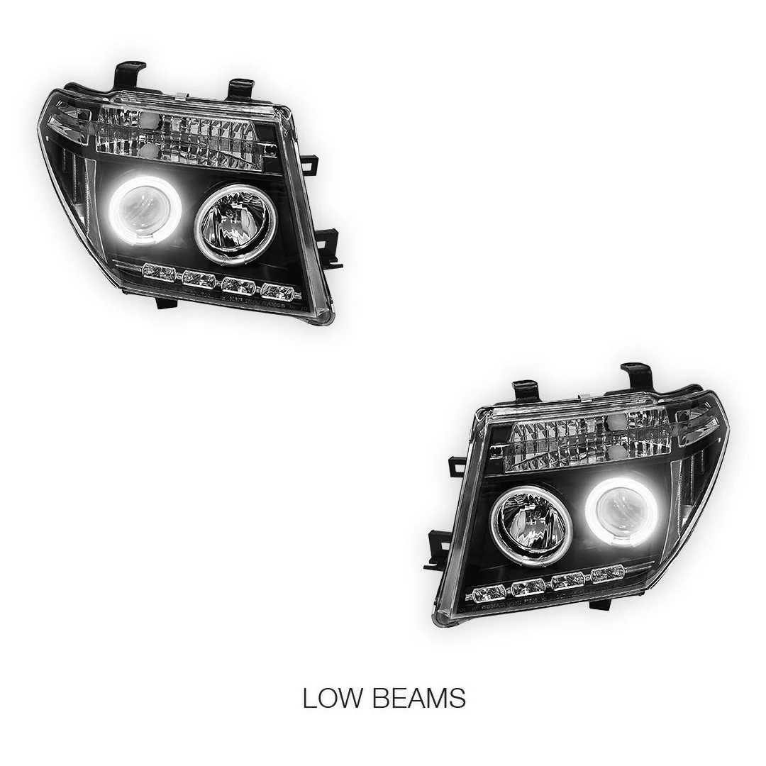 Nissan Pathfinder R51 (2005 - 2009) Black CCFL Angel Eyes Projector Headlights LH + RH - Image 4