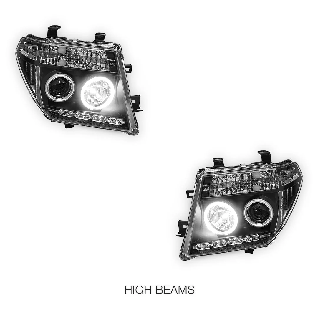 Nissan Pathfinder R51 (2005 - 2009) Black CCFL Angel Eyes Projector Headlights LH + RH - Image 5