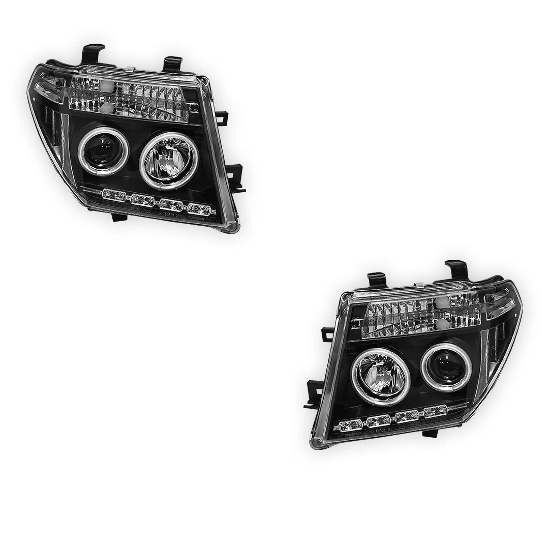 Nissan Pathfinder R51 (2005 - 2009) Black CCFL Angel Eyes Projector Headlights LH + RH - Image 6
