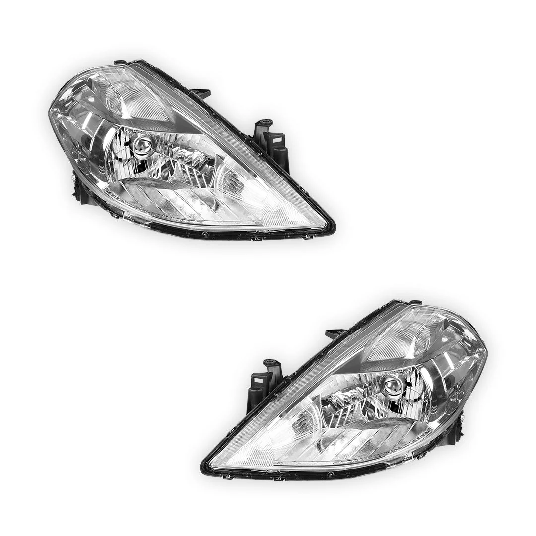 Nissan Tiida C11 (2009 - 2012) Chrome Halogen Headlights LH + RH - Image 2