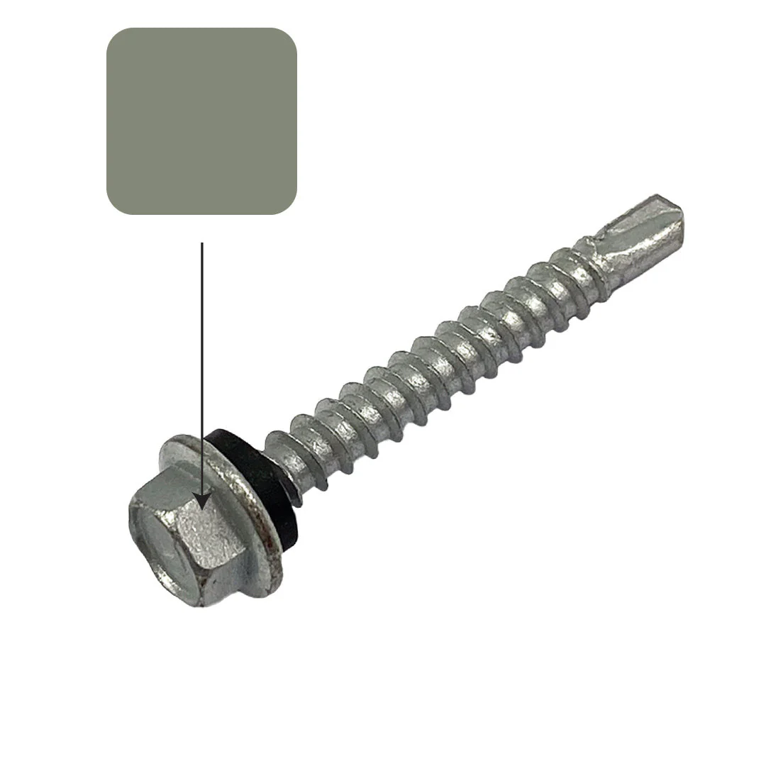 Pale Eucalypt Colorbond 10g-16 x 16mm Hex Head Self Drilling Screw Tek with NEO Seal Galvanised - Image 2