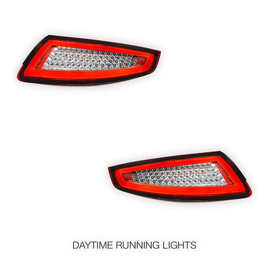 Porsche 911 997 Series (2005 - 2008) Clear Red Full LED 3D Stripe Bar Tail Lights LH + RH - Image 2
