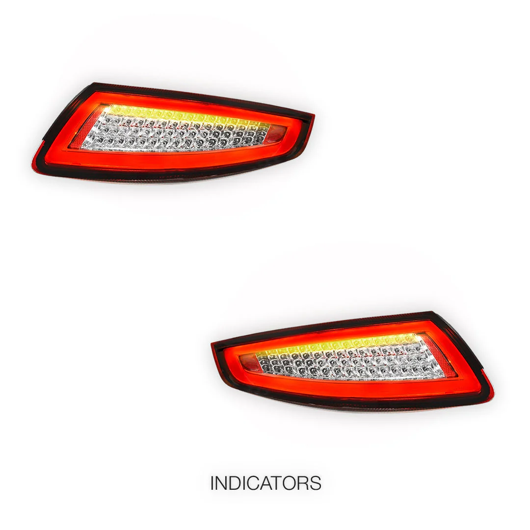 Porsche 911 997 Series (2005 - 2008) Clear Red Full LED 3D Stripe Bar Tail Lights LH + RH - Image 3