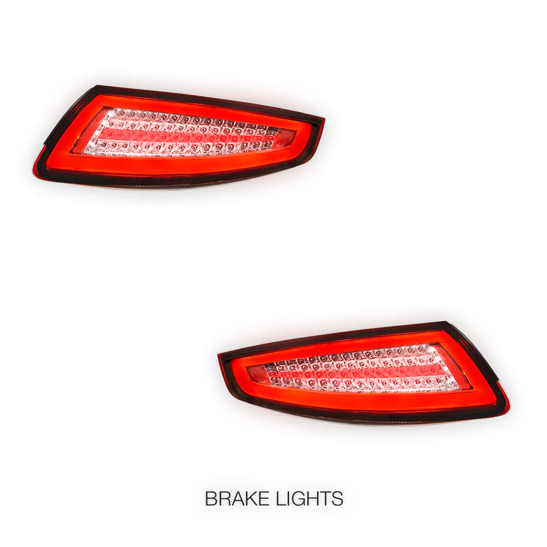 Porsche 911 997 Series (2005 - 2008) Clear Red Full LED 3D Stripe Bar Tail Lights LH + RH - Image 4
