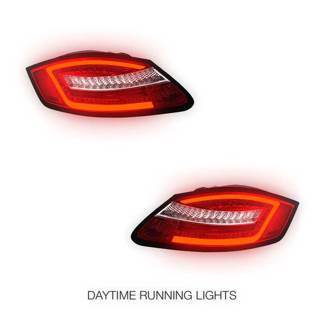 Porsche Boxter 987 Series (2005 - 2008) Clear Red Sequential LED 3D Stripe Bar Tail Lights LH + RH - Image 2
