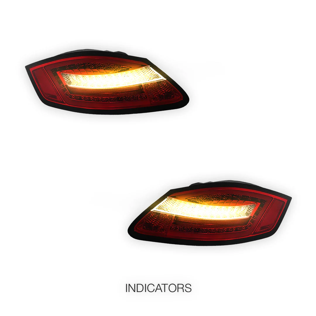 Porsche Boxter 987 Series (2005 - 2008) Clear Red Sequential LED 3D Stripe Bar Tail Lights LH + RH - Image 3