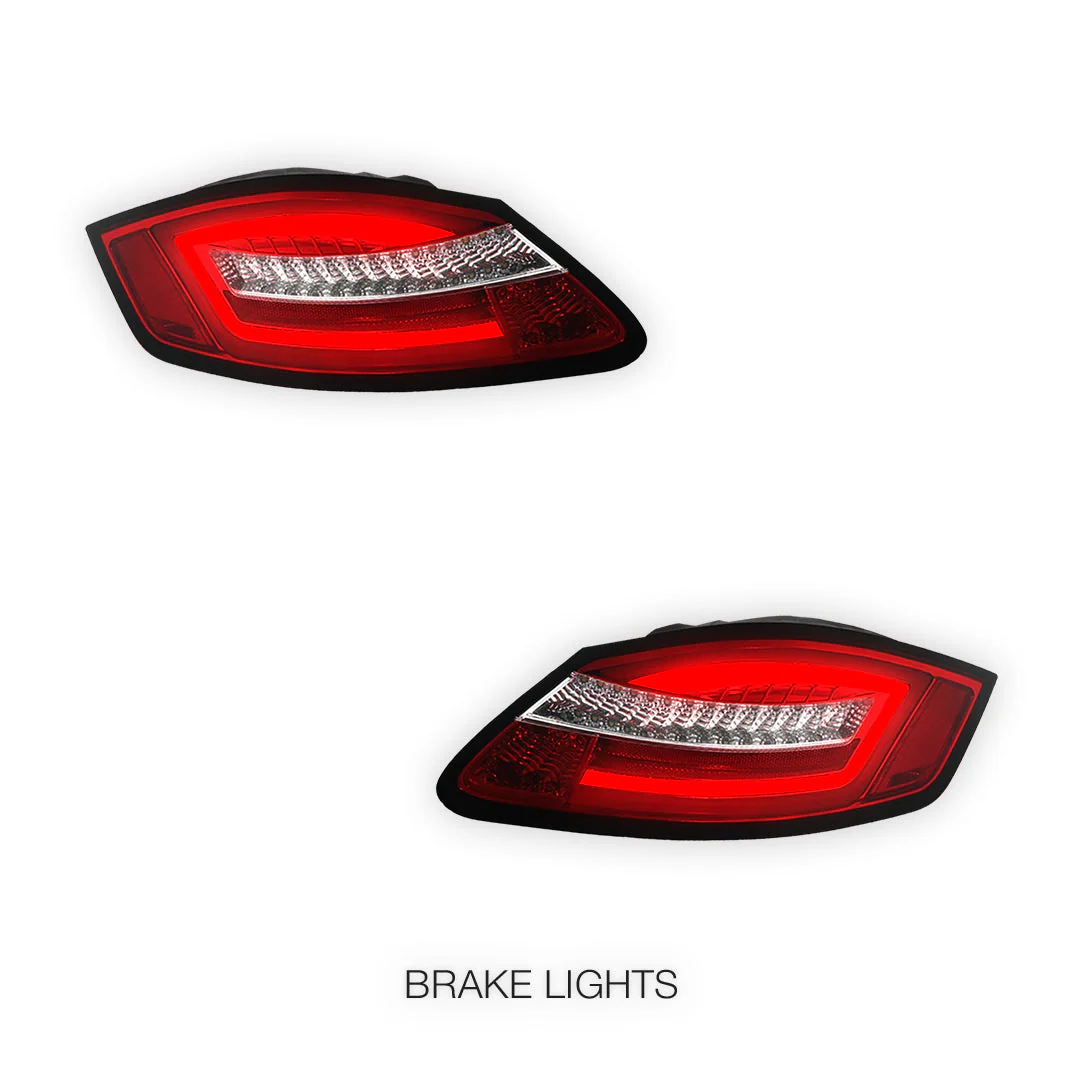 Porsche Boxter 987 Series (2005 - 2008) Clear Red Sequential LED 3D Stripe Bar Tail Lights LH + RH - Image 4