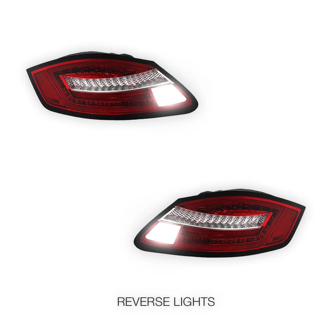 Porsche Boxter 987 Series (2005 - 2008) Clear Red Sequential LED 3D Stripe Bar Tail Lights LH + RH - Image 5