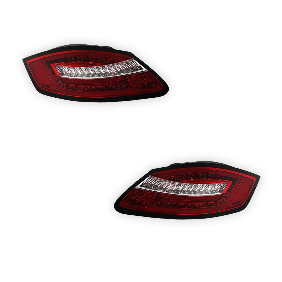 Porsche Boxter 987 Series (2005 - 2008) Clear Red Sequential LED 3D Stripe Bar Tail Lights LH + RH - Image 6
