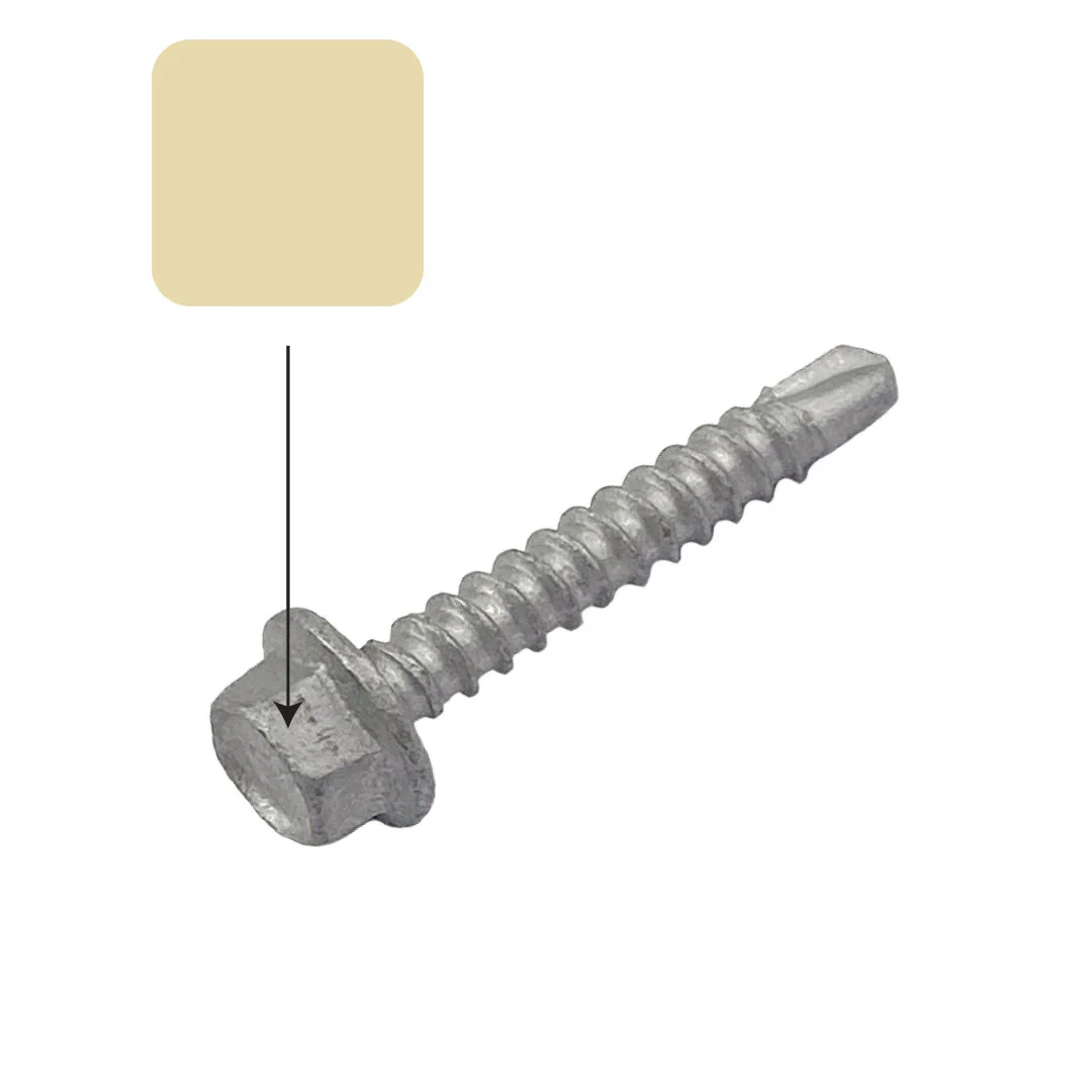 Primrose/Domain Colorbond 10g-16 x 16mm Hex Head Self Drilling Screw Tek Galvanised - Image 2