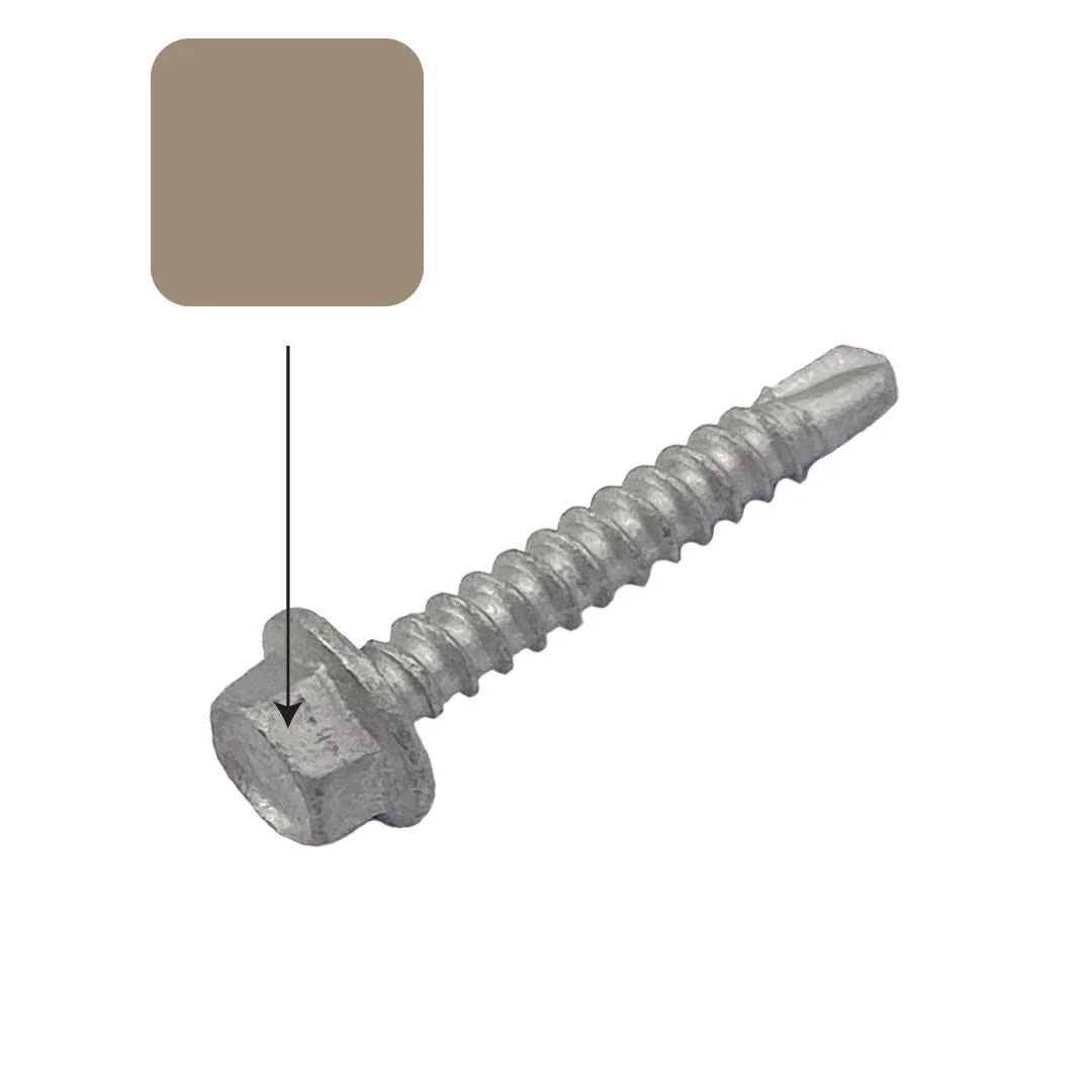 Stone/Riversand Colorbond 10g-16 x 16mm Hex Head Self Drilling Screw Tek Galvanised - Image 2