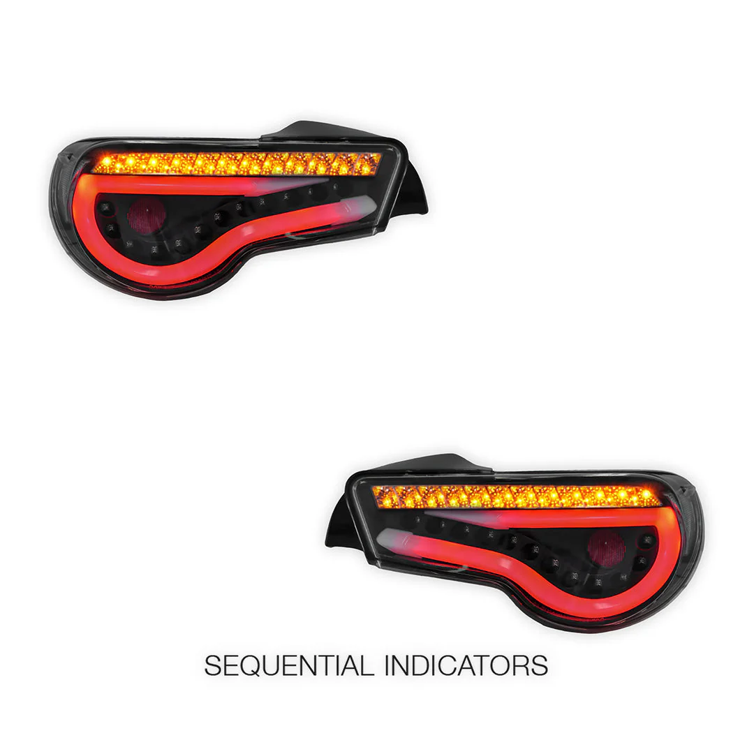 Subaru BRZ / ZC6 1st Gen. (2012 - 2021) Sequential Black 3D Stripe Bar Full LED Tail Lights LH + RH - Image 4