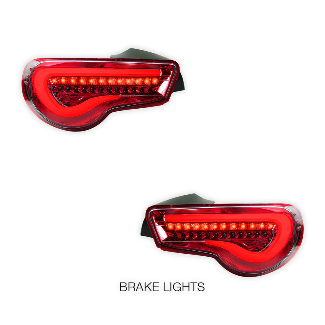 Subaru BRZ / ZC6 1st Gen. (2012 - 2021) Valenti Sequential Clear Red 3D Stripe Bar Full LED Tail Lights LH + RH - Image 2