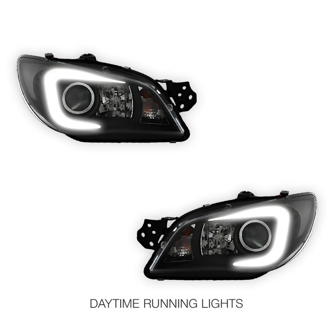 Subaru Impreza GD (2005 - 2007) Halogen Model LED DRL Projector Headlights LH + RH - Image 3