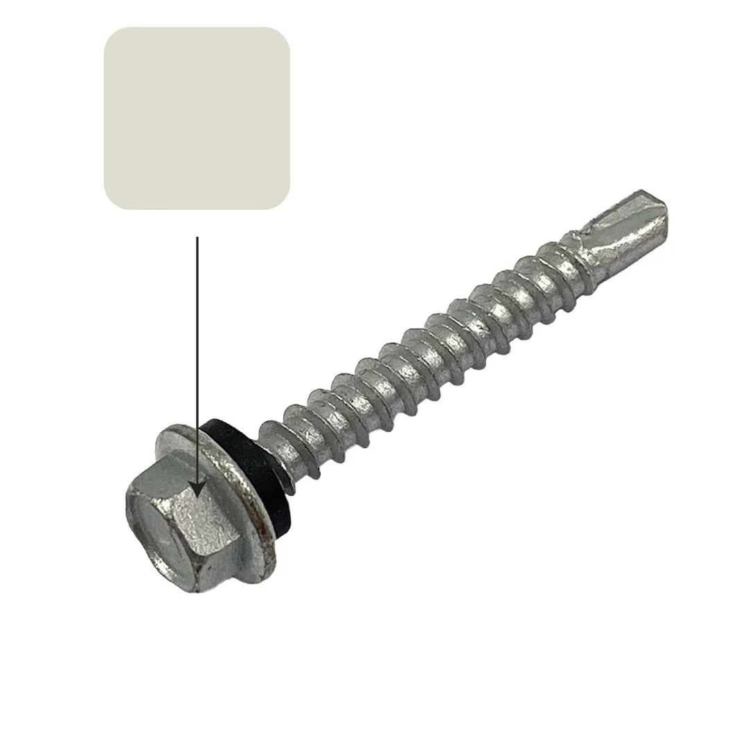 Surfmist Colorbond 10g-16 x 16mm Hex Head Self Drilling Screw Tek with NEO Seal Galvanised - Image 2