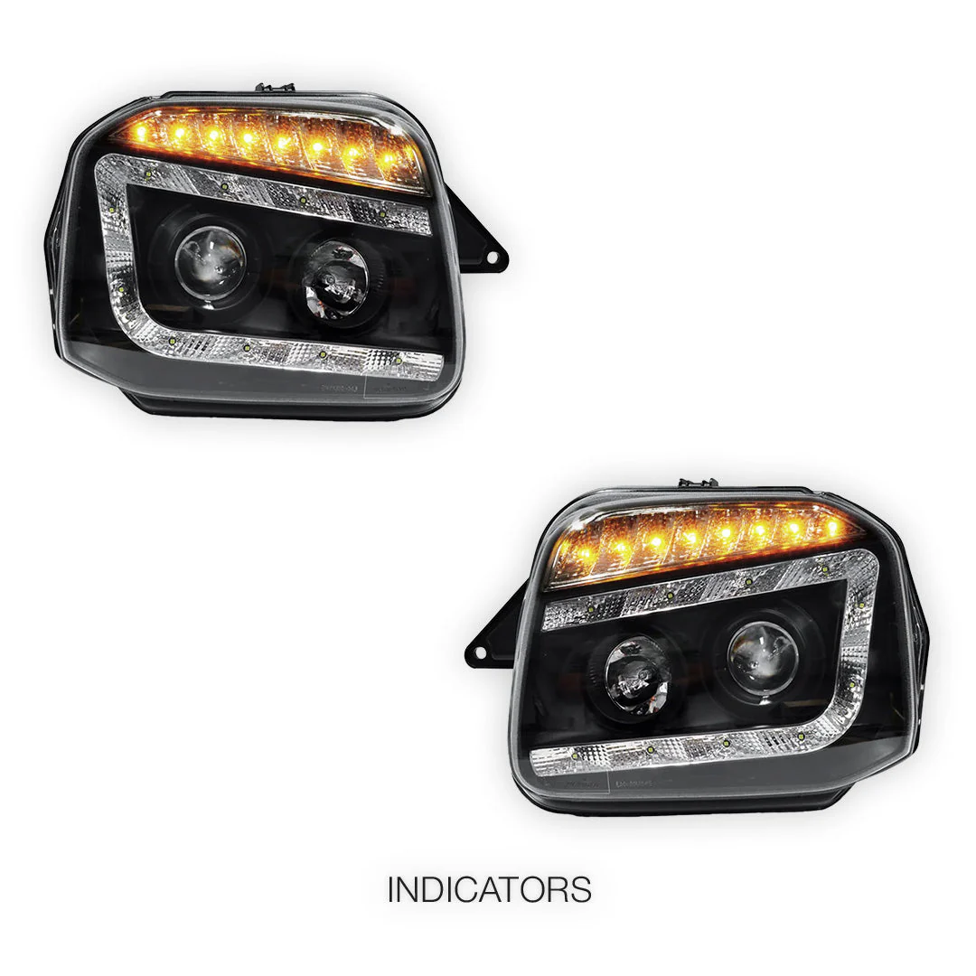 Suzuki Jimny SN413 (1999 - 2018) LED DRL Projector Headlights with LED Indicator LH + RH - Image 3