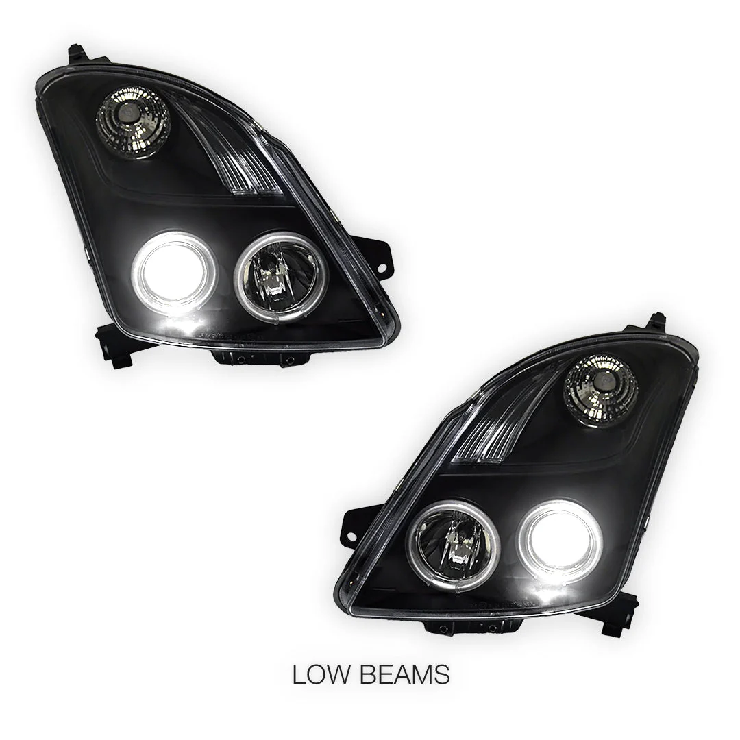 Suzuki Swift EZ (2004 - 2010) Halogen Model CCFL Angel Eyes Projector Headlights LH + RH - Image 4
