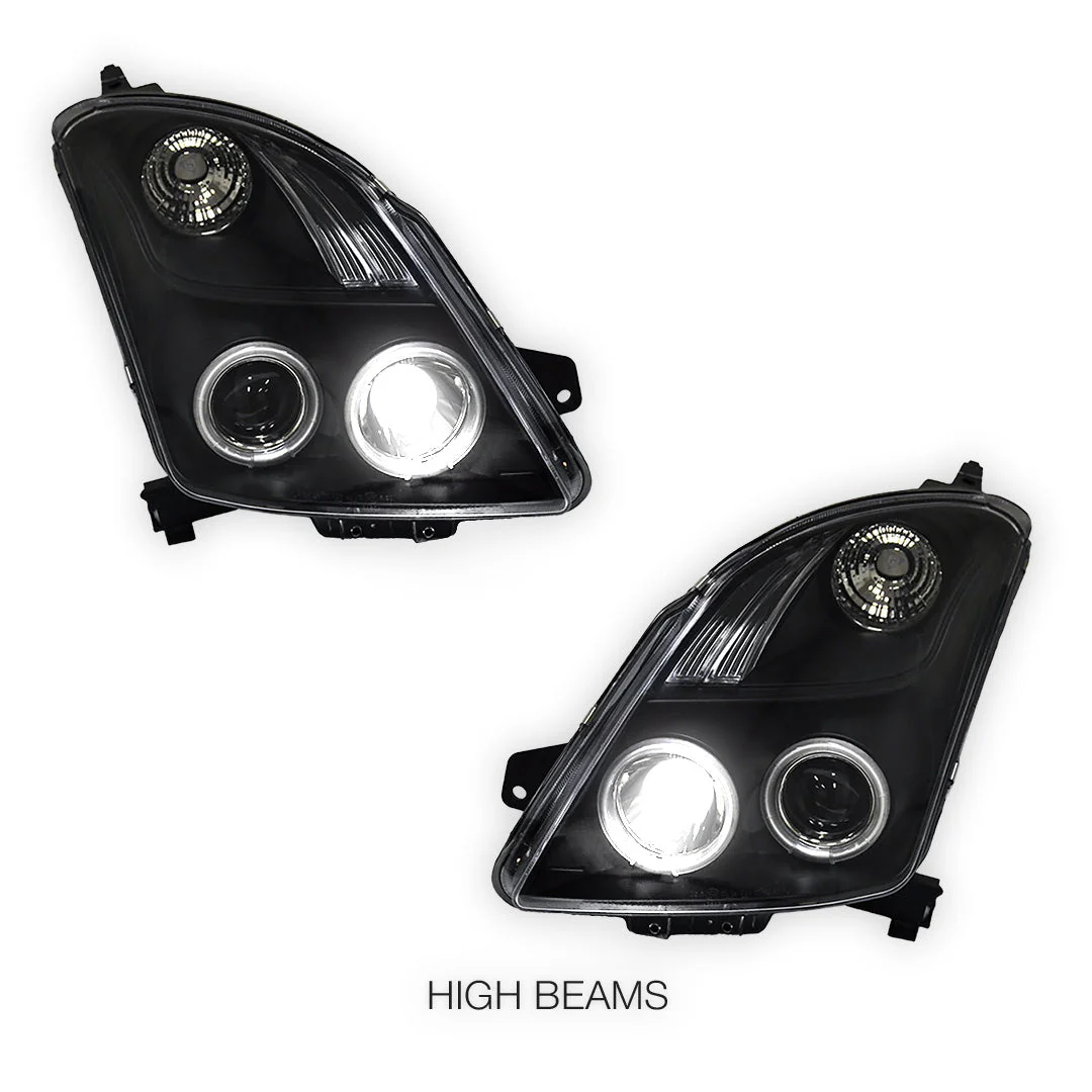 Suzuki Swift EZ (2004 - 2010) Halogen Model CCFL Angel Eyes Projector Headlights LH + RH - Image 5