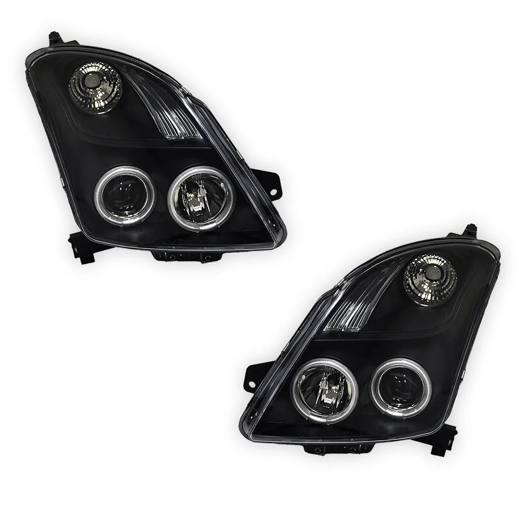 Suzuki Swift EZ (2004 - 2010) Halogen Model CCFL Angel Eyes Projector Headlights LH + RH - Image 6