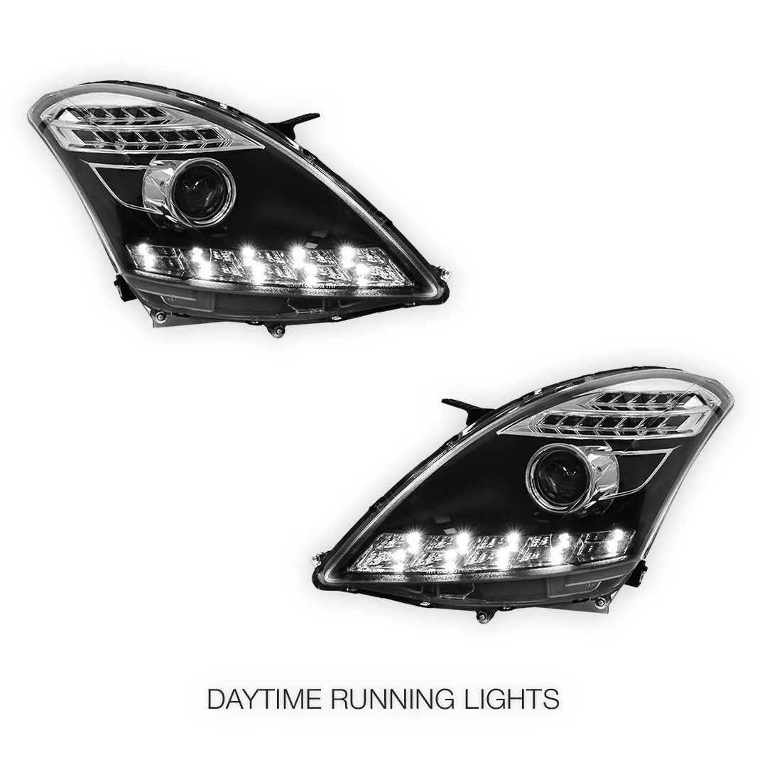 Suzuki Swift FZ (2011 - 2017) Black LED DRL Projector Headlights LH + RH - Image 8
