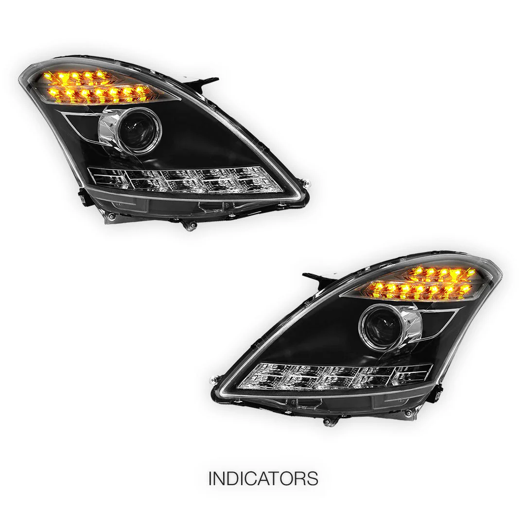 Suzuki Swift FZ (2011 - 2017) Black LED DRL Projector Headlights LH + RH - Image 9