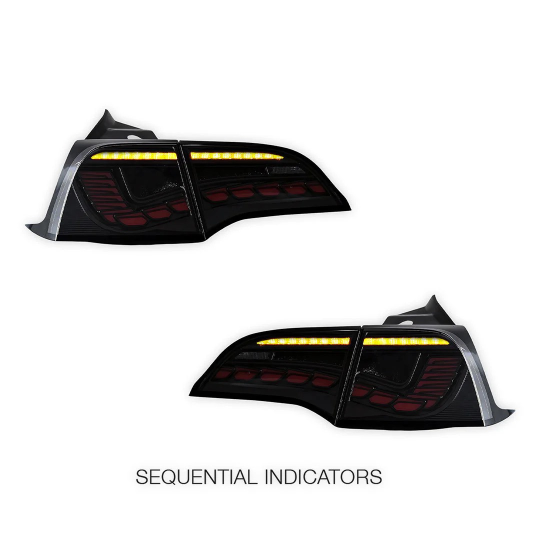 Tesla Model 3 Sedan (2017 - 2022) Sequential Clear Tail Lights LH + RH - Image 4
