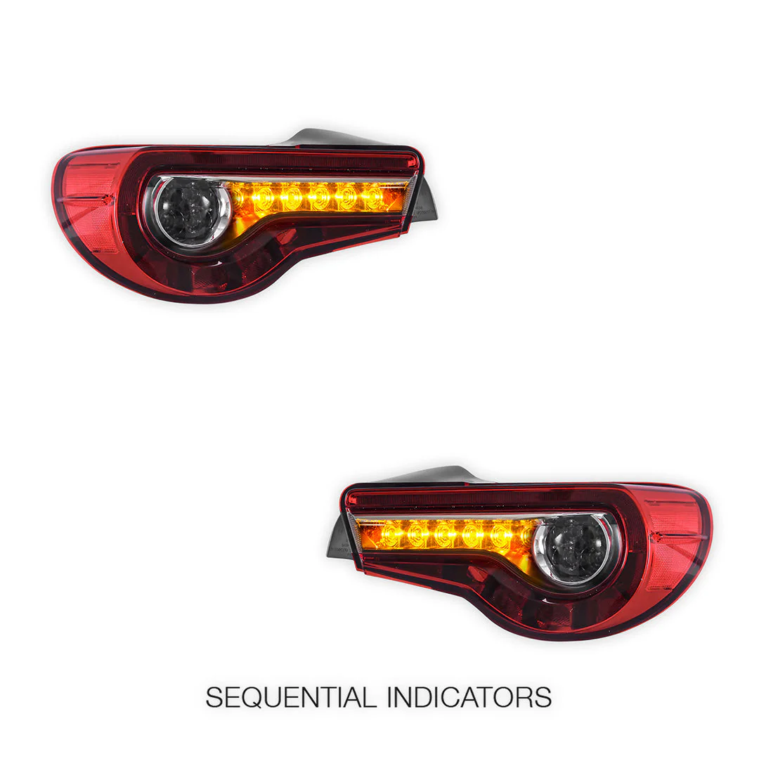 Toyota 86 / ZN6 1st Gen. (2012 - 2021) Sequential Clear Red Full LED Tail Lights LH + RH - Image 4