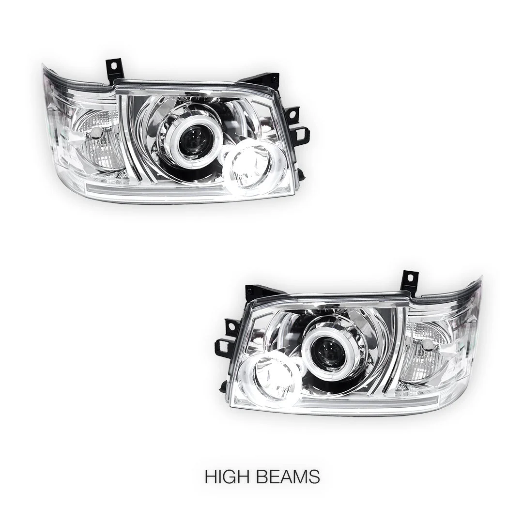 Toyota HiAce H200 (2005 - 2010) CCFL Angel-Eyes LED DRL Projector Headlights LH + RH - Image 11