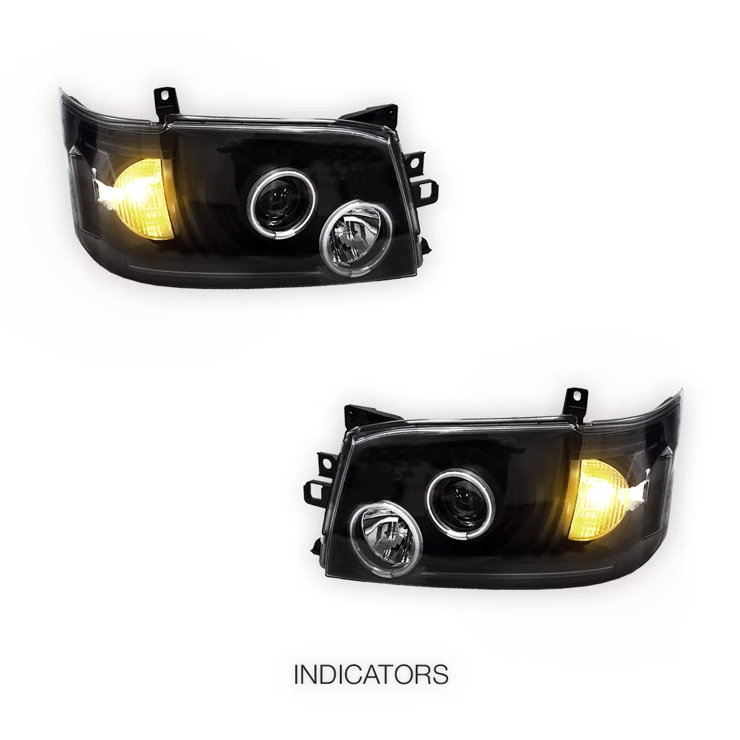 Toyota HiAce H200 (2005 - 2010) CCFL Angel-Eyes LED DRL Projector Headlights LH + RH - Image 3