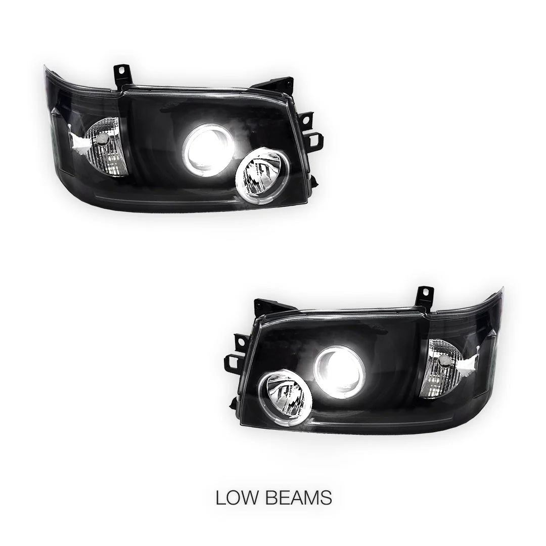 Toyota HiAce H200 (2005 - 2010) CCFL Angel-Eyes LED DRL Projector Headlights LH + RH - Image 4