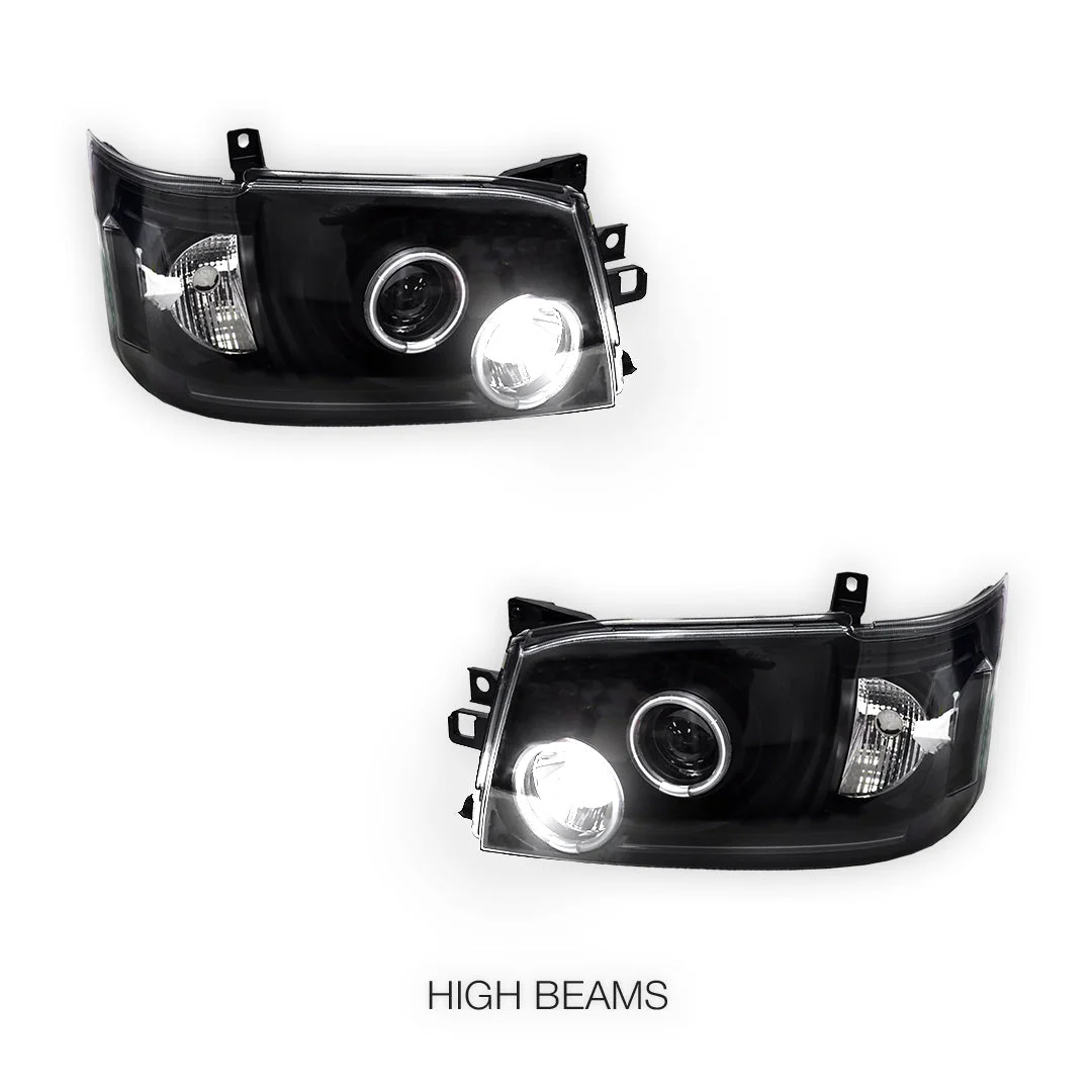 Toyota HiAce H200 (2005 - 2010) CCFL Angel-Eyes LED DRL Projector Headlights LH + RH - Image 5