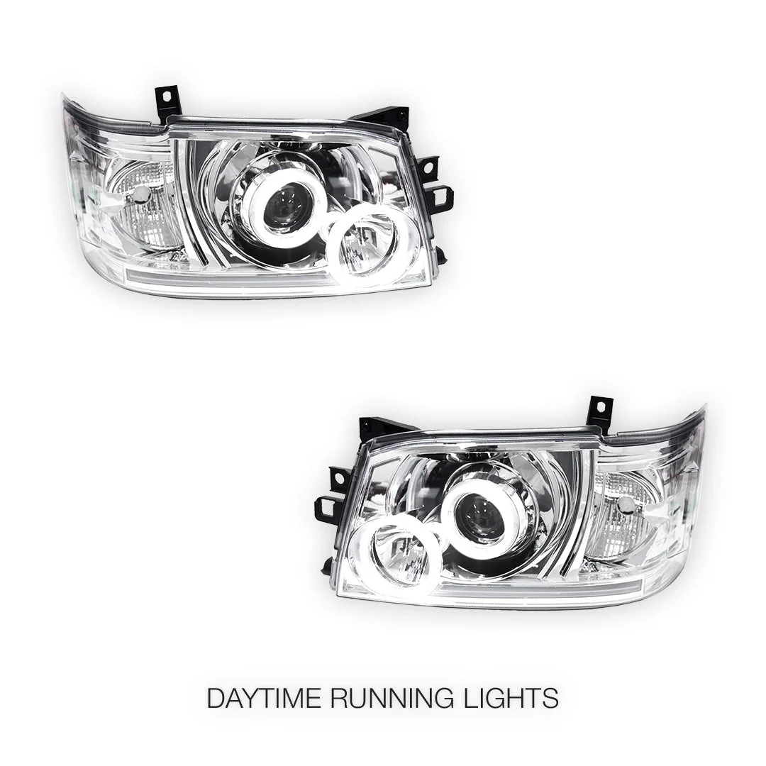 Toyota HiAce H200 (2005 - 2010) CCFL Angel-Eyes LED DRL Projector Headlights LH + RH - Image 8