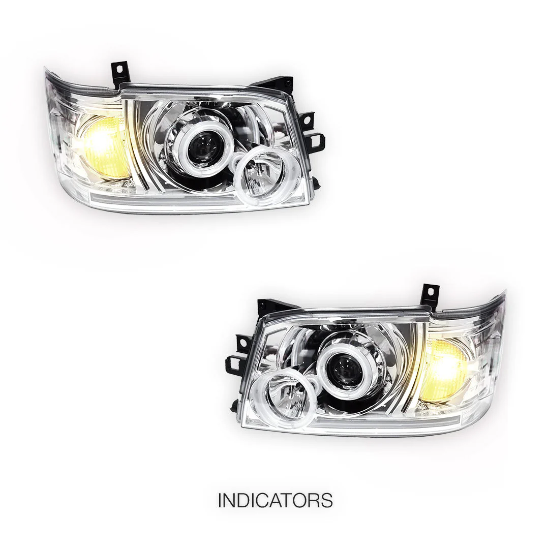 Toyota HiAce H200 (2005 - 2010) CCFL Angel-Eyes LED DRL Projector Headlights LH + RH - Image 9