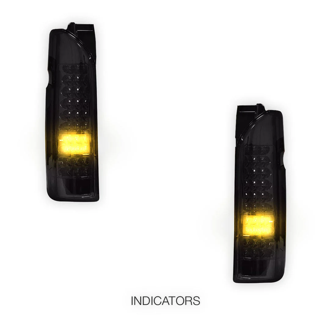 Toyota HiAce H200 (2005 - 2018) Smoked Black LED Tail Lights LH + RH - Image 3