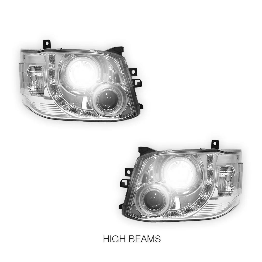 Toyota HiAce H200 (2011 - 2014) CCFL Angel-Eyes LED DRL Projector Headlights LH + RH - Image 11