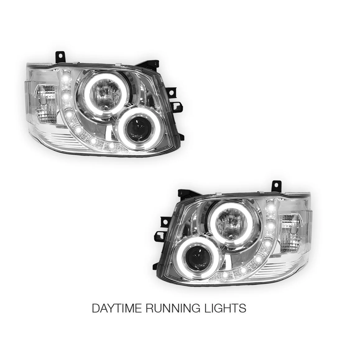 Toyota HiAce H200 (2011 - 2014) CCFL Angel-Eyes LED DRL Projector Headlights LH + RH - Image 8