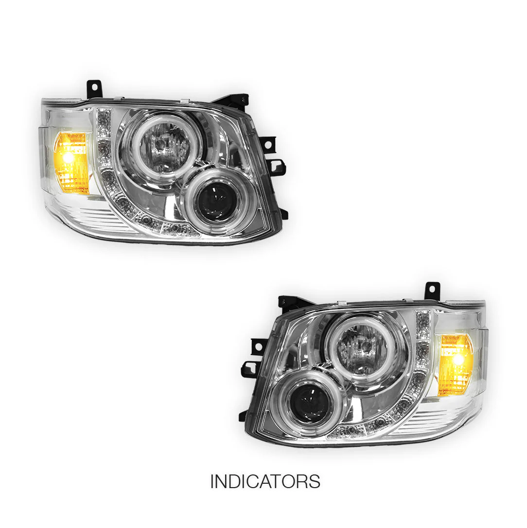 Toyota HiAce H200 (2011 - 2014) CCFL Angel-Eyes LED DRL Projector Headlights LH + RH - Image 9