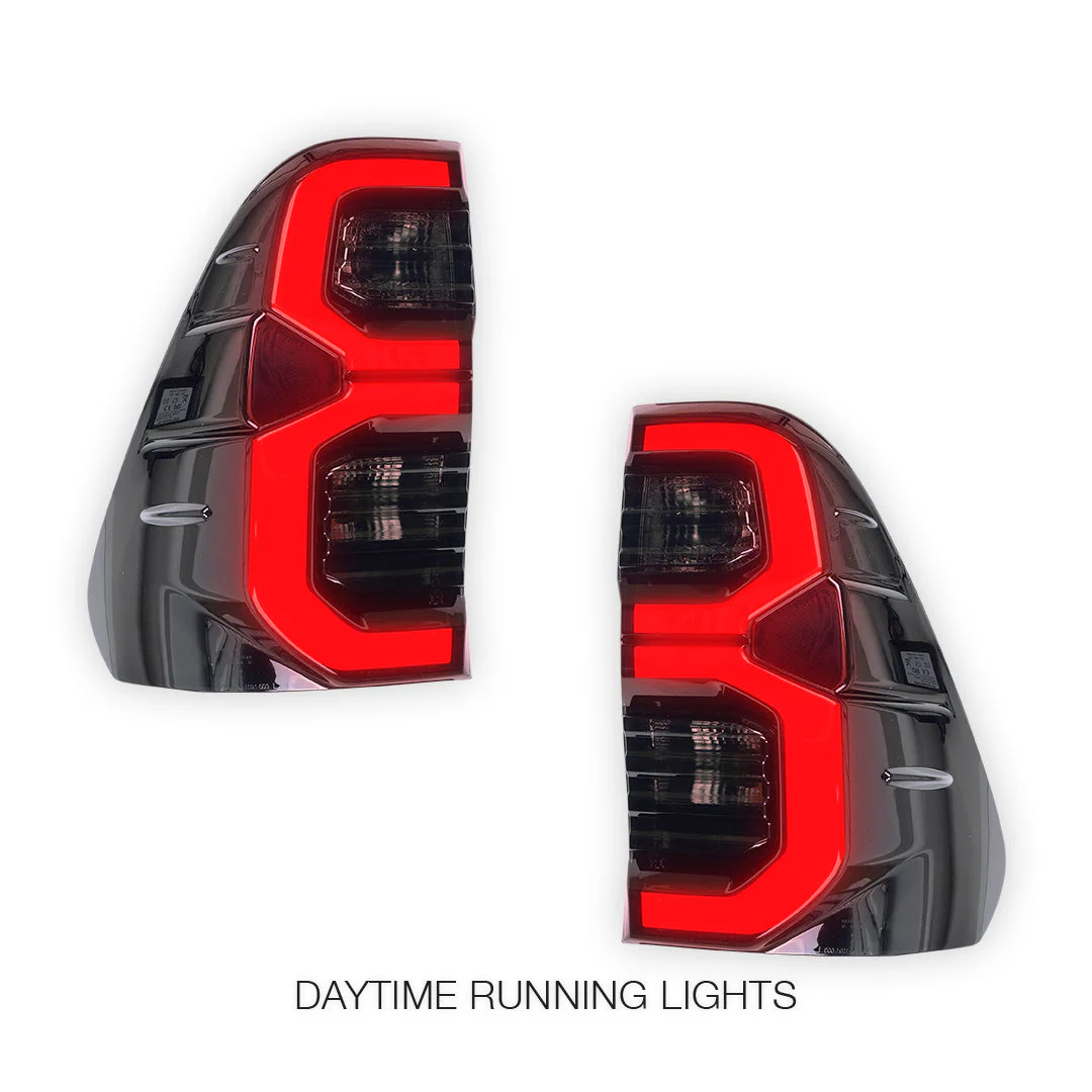 Toyota HiLux GUN126 / GUN136 (2020 - 2025) Black LED Tail Lights LH + RH - Image 2