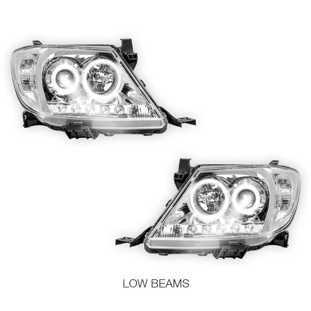 Toyota HiLux N70 (2005 - 2011) High Power LED DRL Angel Eyes Projector Headlights LH + RH - Image 10