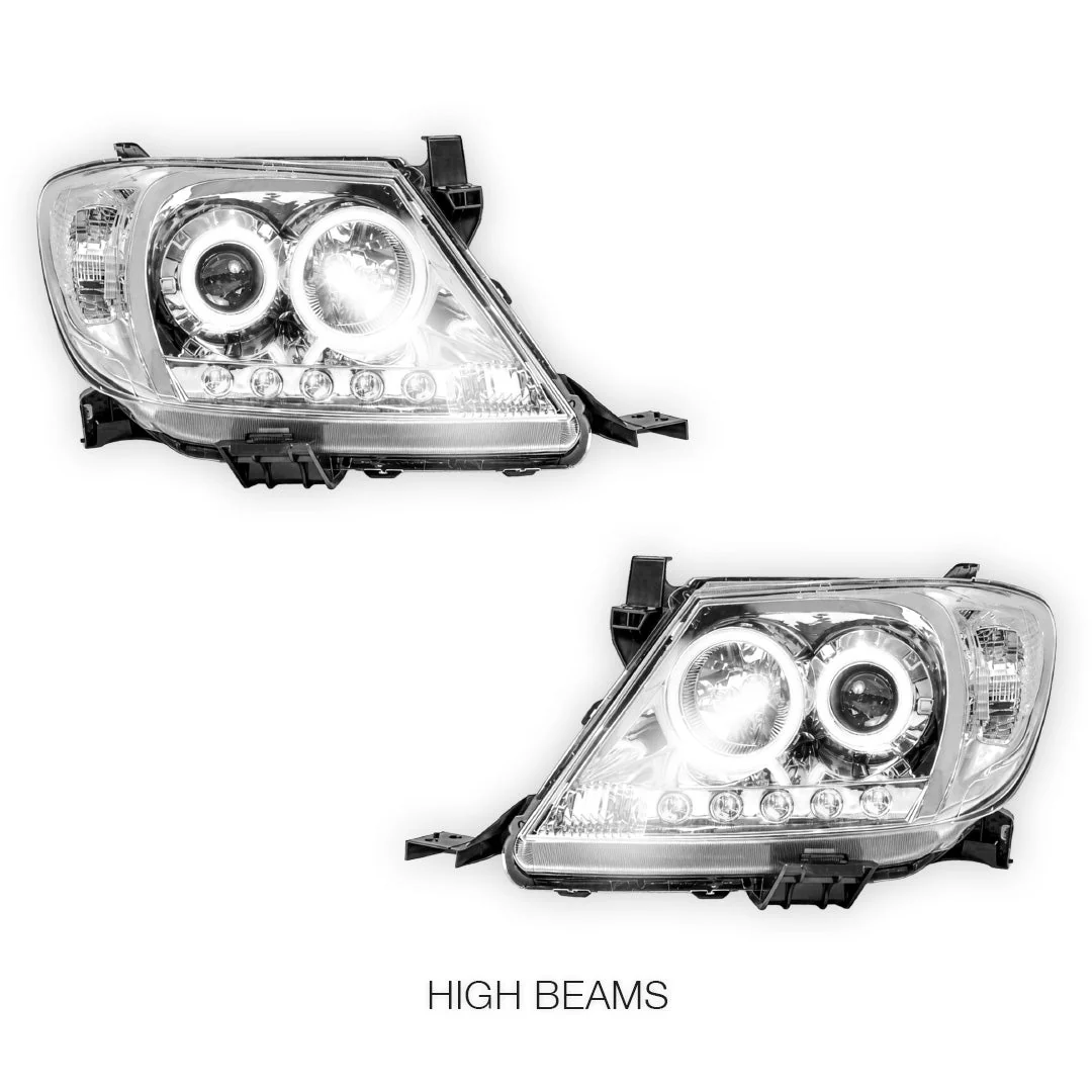 Toyota HiLux N70 (2005 - 2011) High Power LED DRL Angel Eyes Projector Headlights LH + RH - Image 11