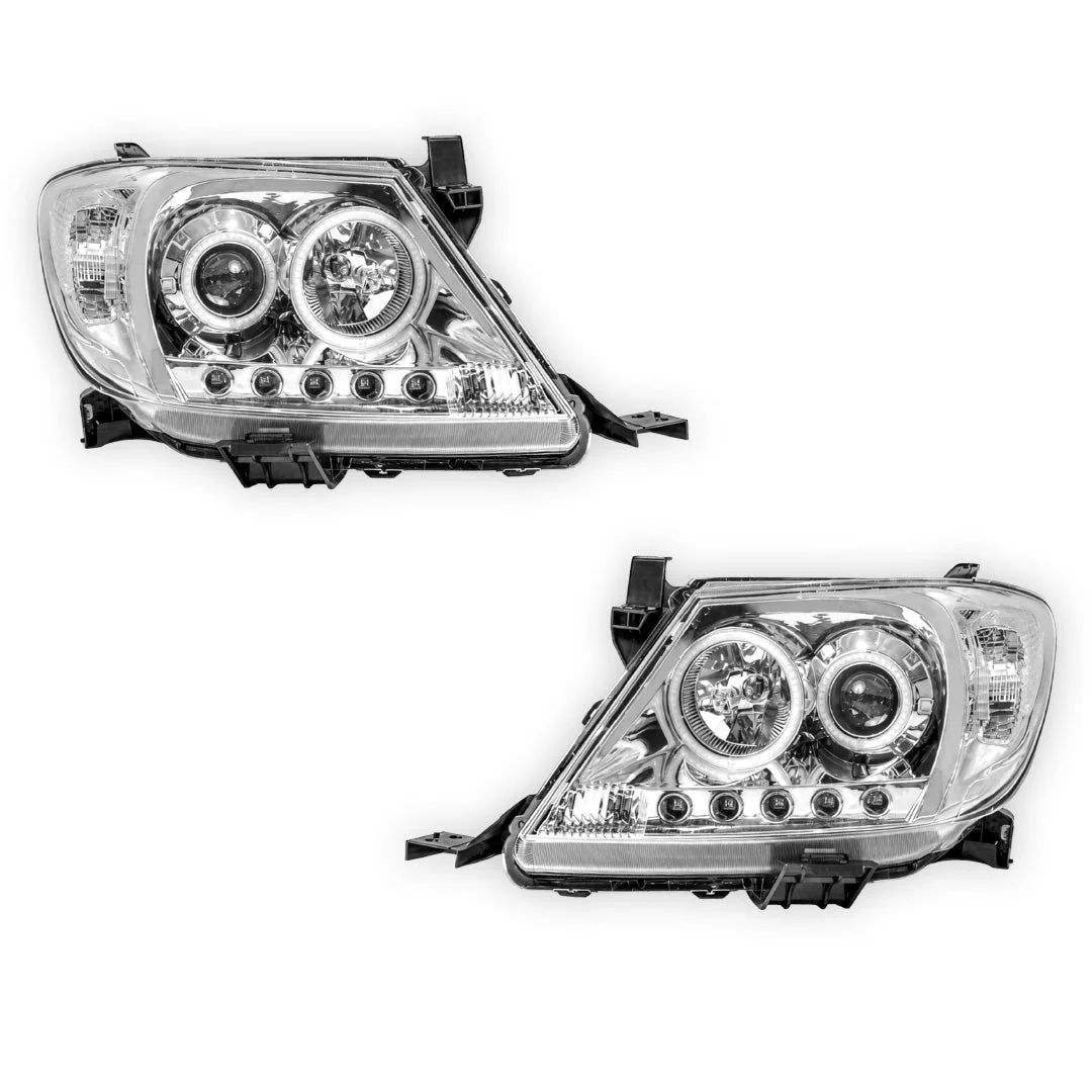 Toyota HiLux N70 (2005 - 2011) High Power LED DRL Angel Eyes Projector Headlights LH + RH - Image 12